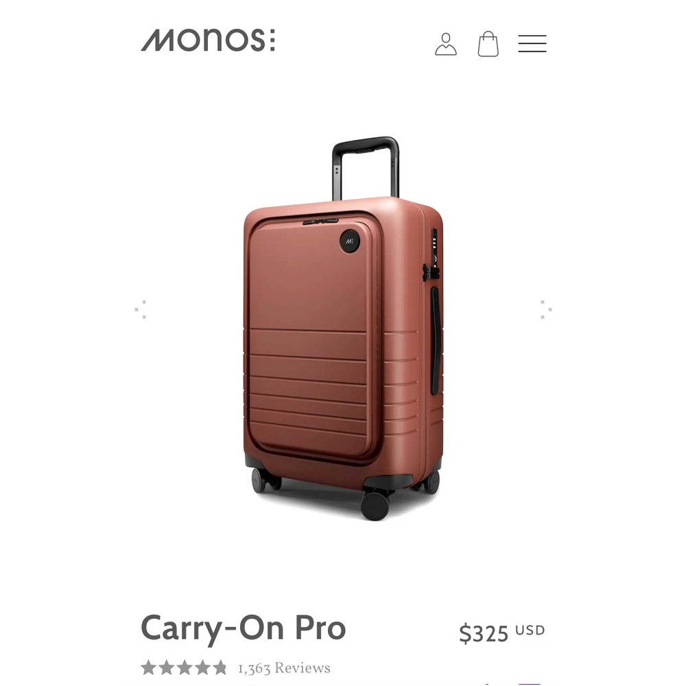 Monos Carry On Pro suitcase in terracotta